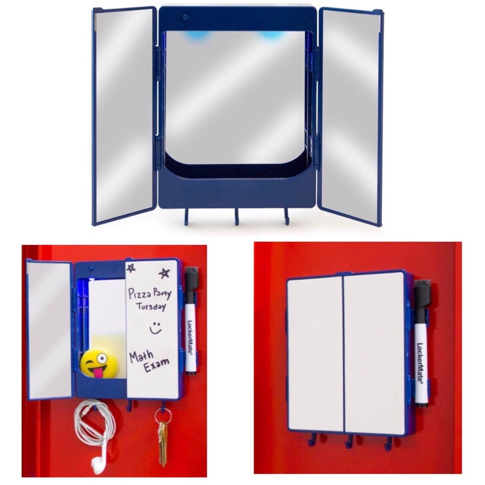Magnetic 3 Way Lighted Vanity Locker Makeup Mirror - Picture 2 of 7